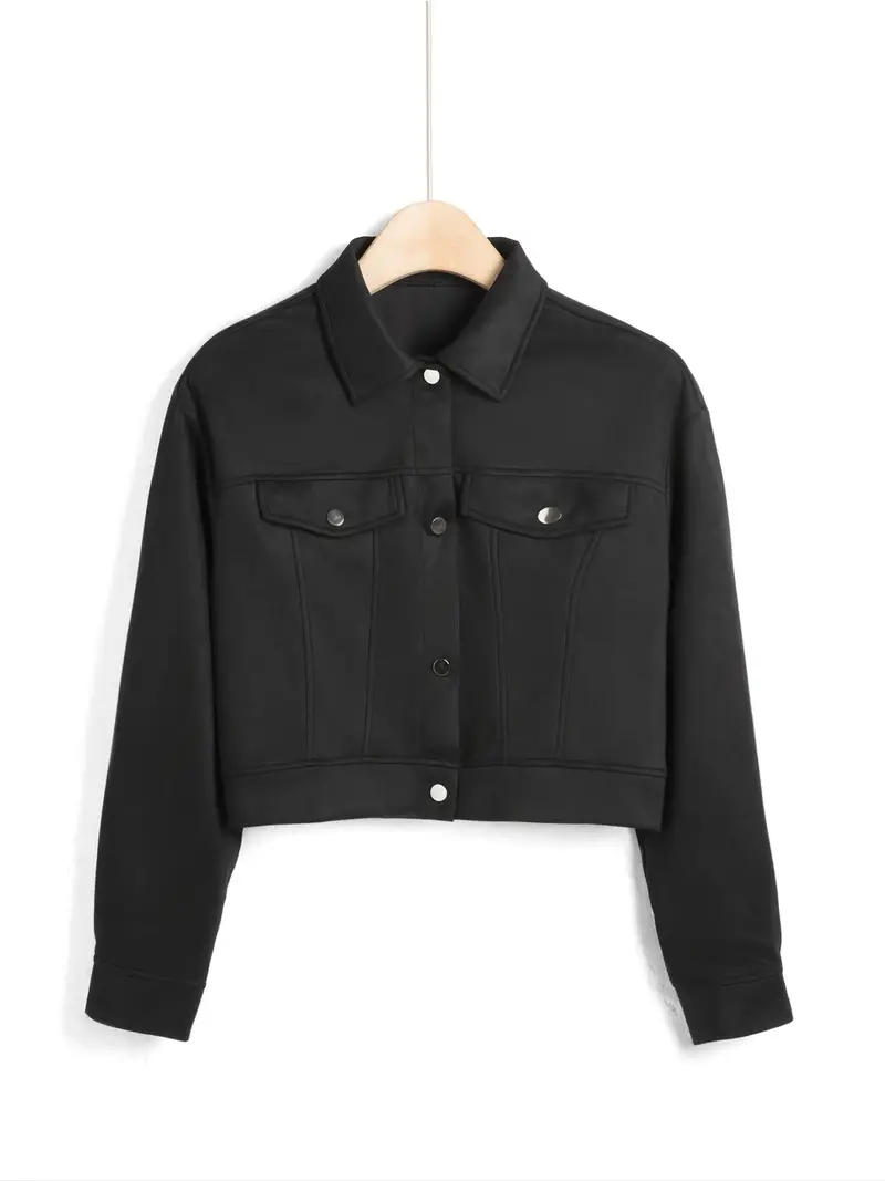 Chaqueta negra con borla en la espalda, chaqueta informal de manga larga  con botones, ropa de mujer