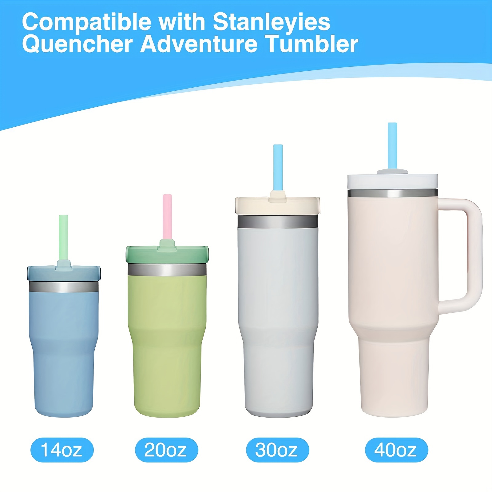 Replacement Straws Compatible with Stanley 40oz Cup Tumbler, 10 Pack  Colorful Reusable Straws with Cleaning Brush for Stanley Adventure Travel