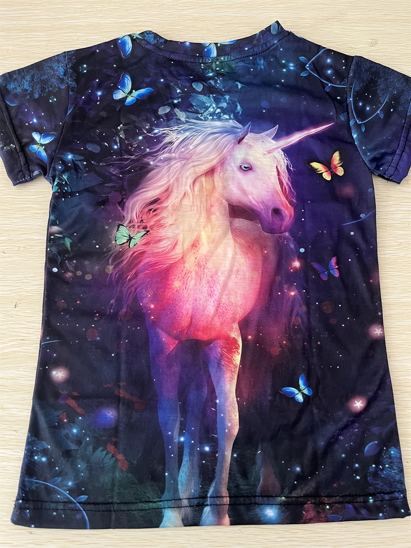 Purple unicorn tee with black and pink hotsell sleeves