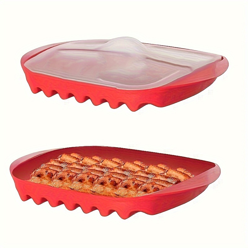 Microwave Bacon Maker Microwavable Bacon Grill,bacon Tray, Pizza Tray,  Sauce Tray, Microwave Oven Cooker, Red White - Temu