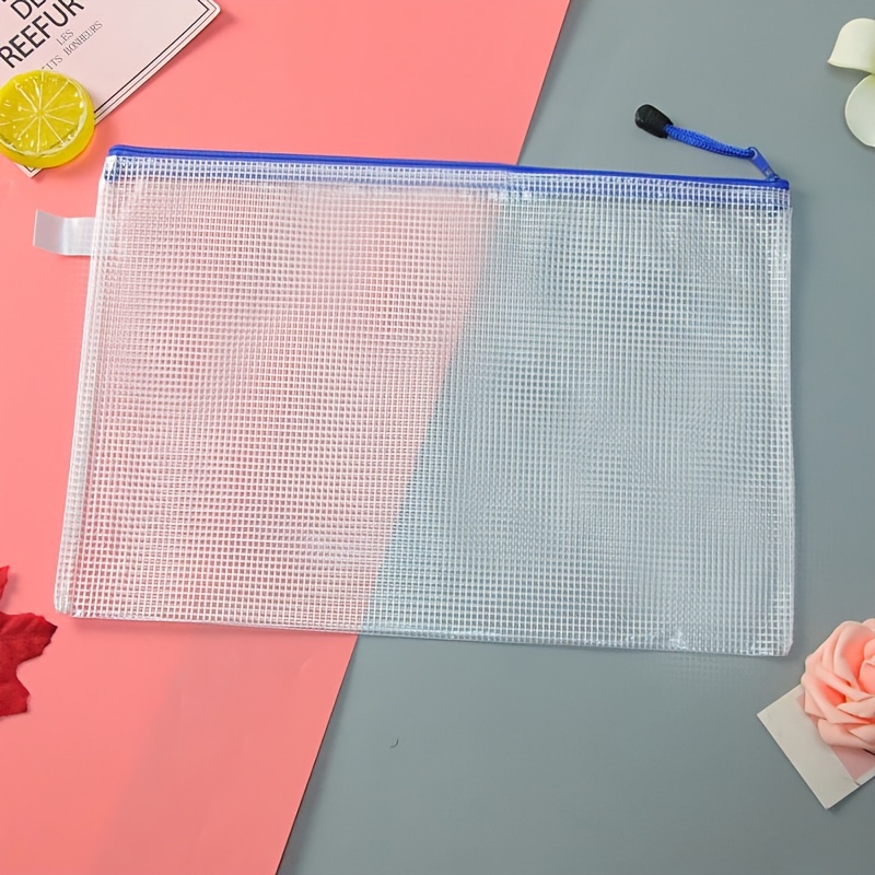 Waterproof Transparent Zipper Bag A4 A5 Mesh Stationery Bag