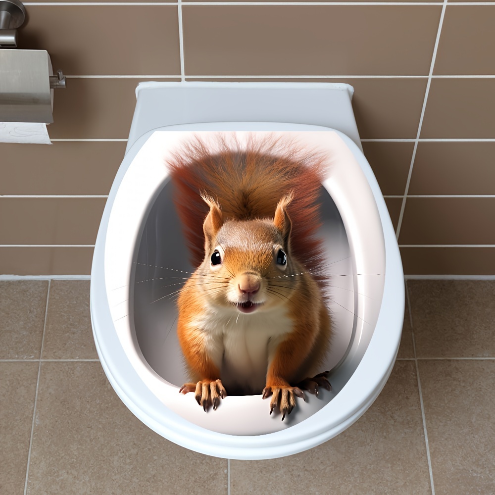 Creative Toilet Sticker Cute Squirrel 3d Realistic Self - Temu