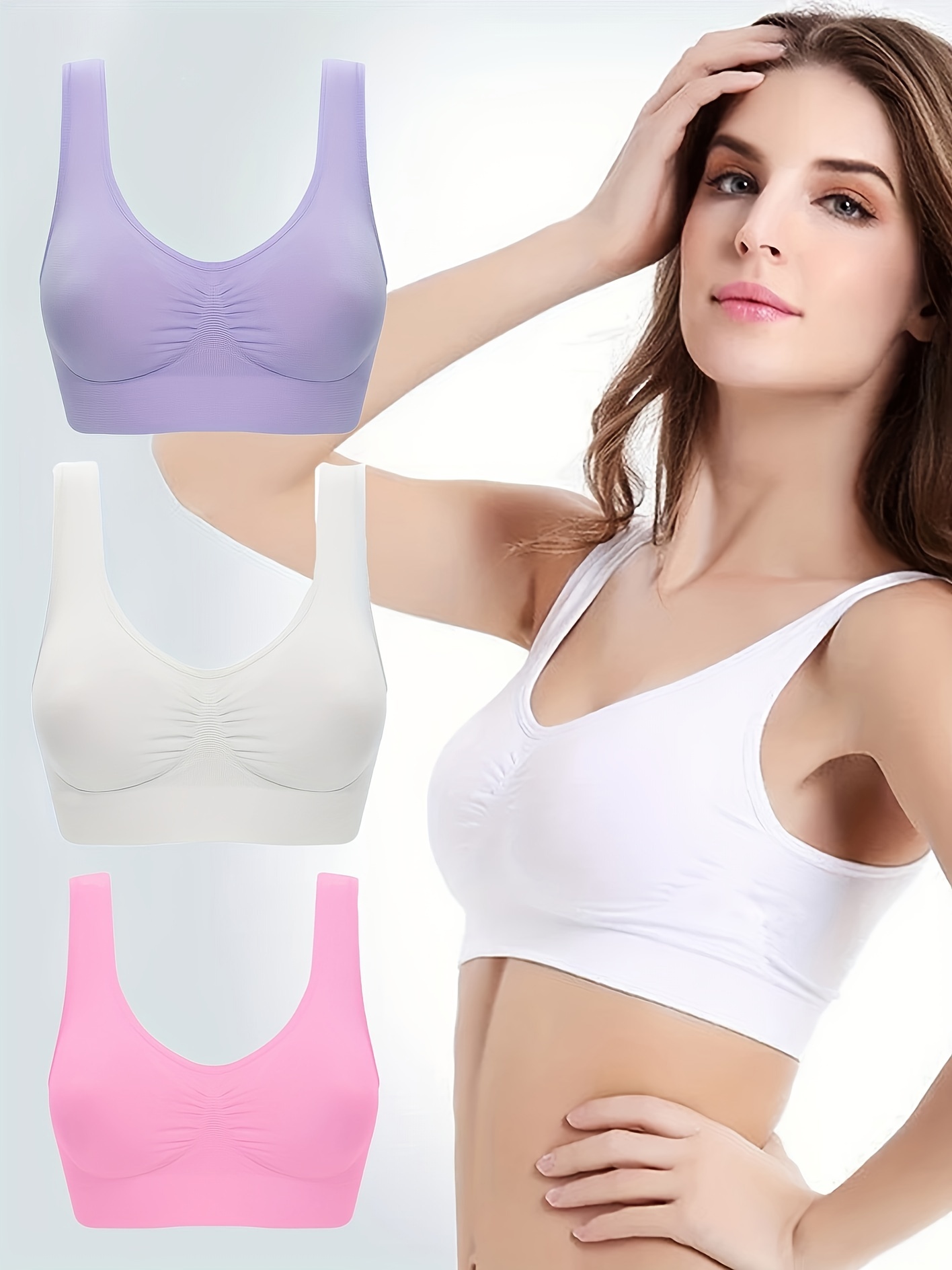 Wireless Sports Bras Comfy Breathable Running Workout Tank - Temu France