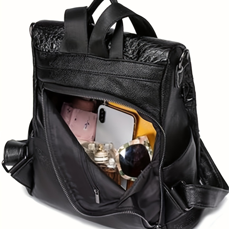 Stylish Crocodile Pattern Backpack Purse, Convertible Two-way Shoulder Bag,  Vegan Leather Anti-theft Travel Schoolbag - Temu Japan