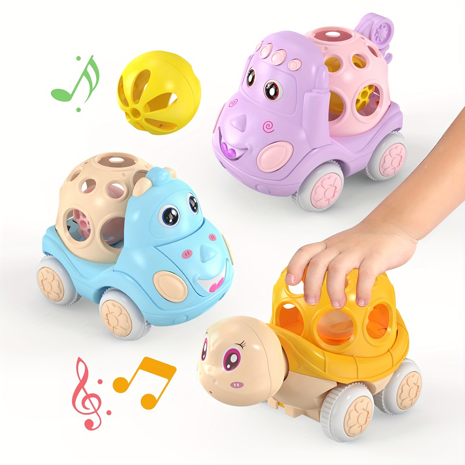 Baby Toy Cars, Car Toys For Babies Infant Toddler Girls, Gifts For Toddlers  Push And Go Trucks,toys Car With Soft Rattles, Rattle And Roll Wind Up Cars  For Infants (random Color) 
