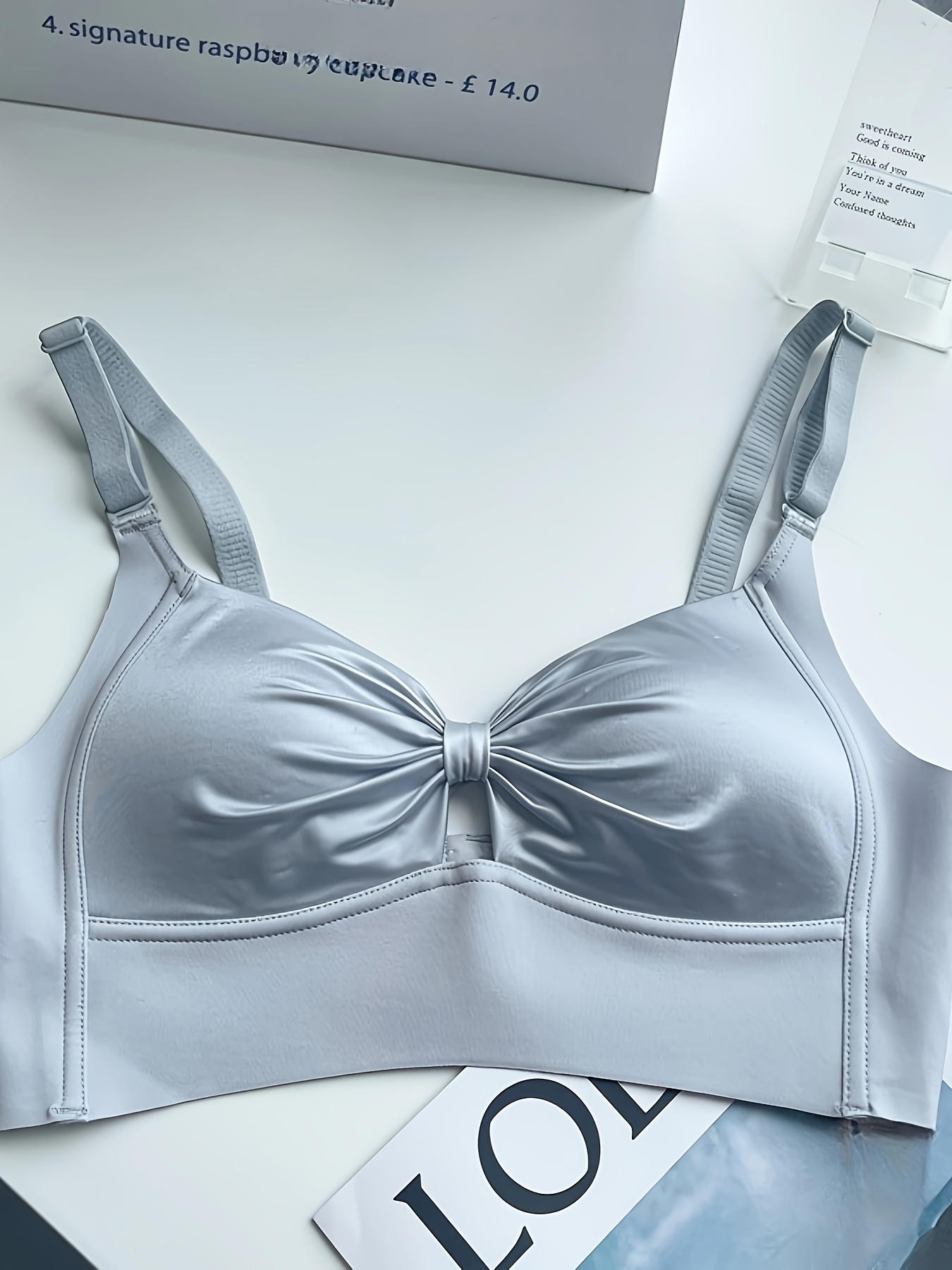 Simple Solid Ruched Cut Bra Comfy Breathable Wireless Push - Temu