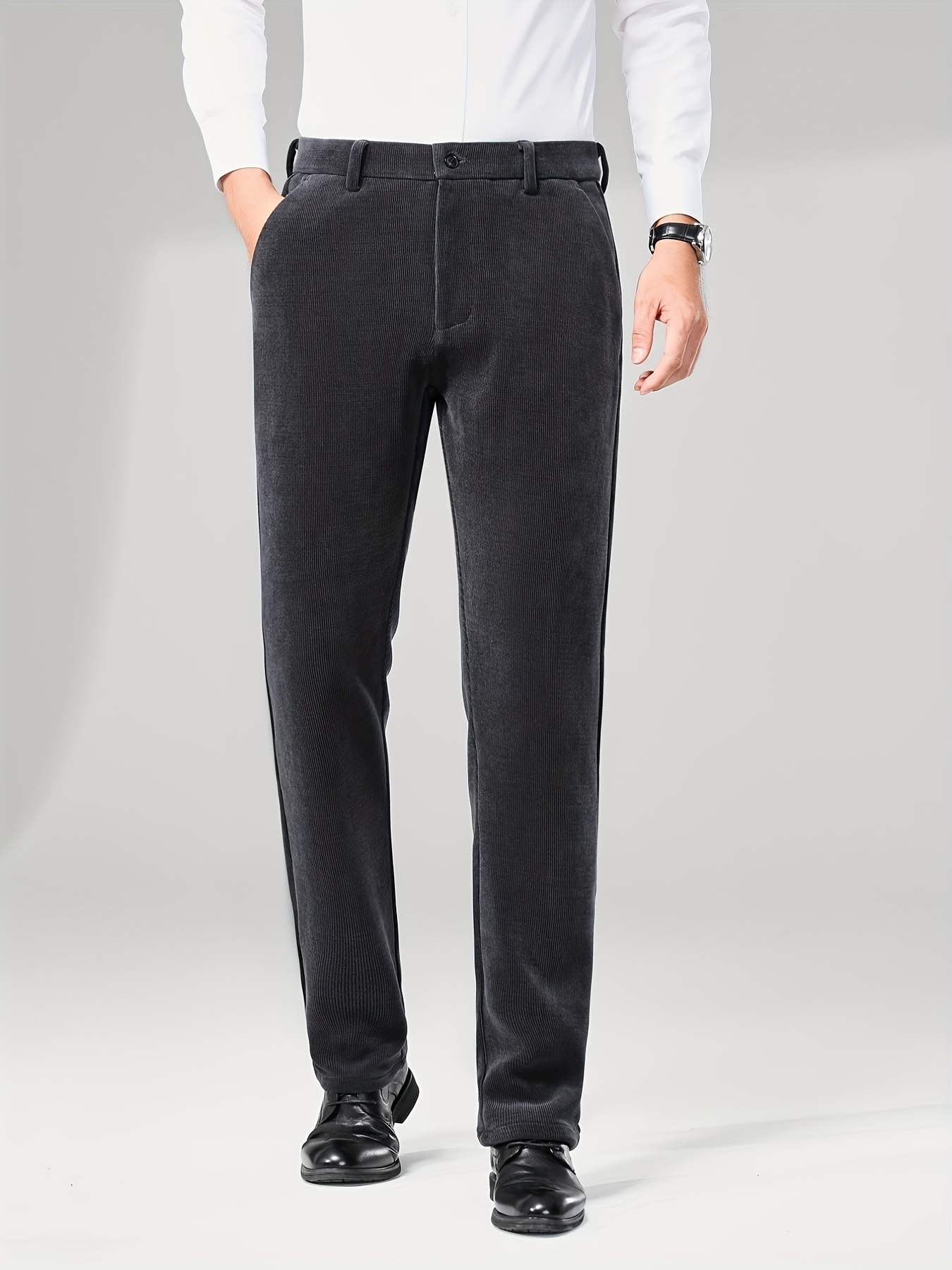 Men's Casual Straight Fit Business Pants - Temu