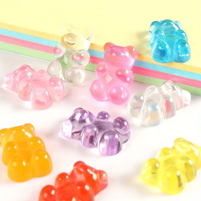 Gummy Kawaii Bear Resin Pendant Art Charm Cute Crystal Bear - Temu