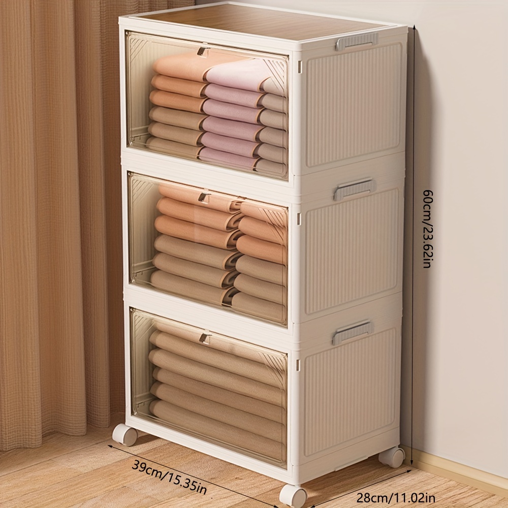 Stackable Storage Box Foldable Clothes and Quilts Storage Organizer Movable  Closet Organizer Book Storaging Make Up Organizers