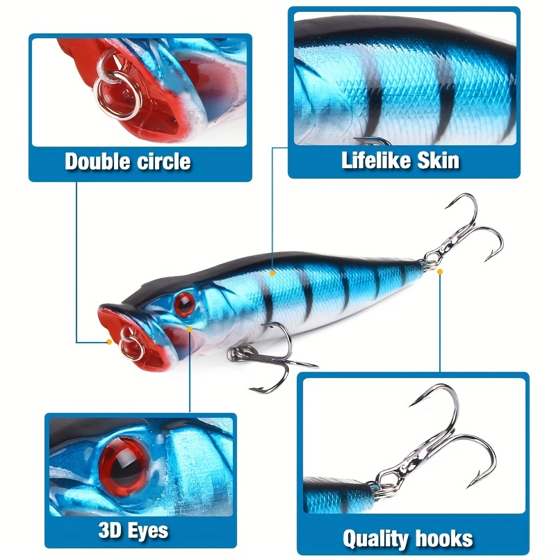 Topwater Popper Fishing Lure Artificial Hard Bait Treble - Temu Philippines