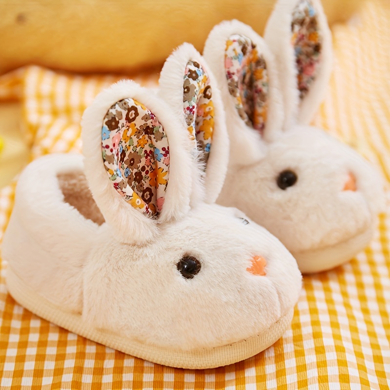 

Cute Cartoon Rabbit Furry House Shoes For Girls, Comfortable Non Slip Soft Bottom Walking Shoes For Indoor, Autumn And Winter