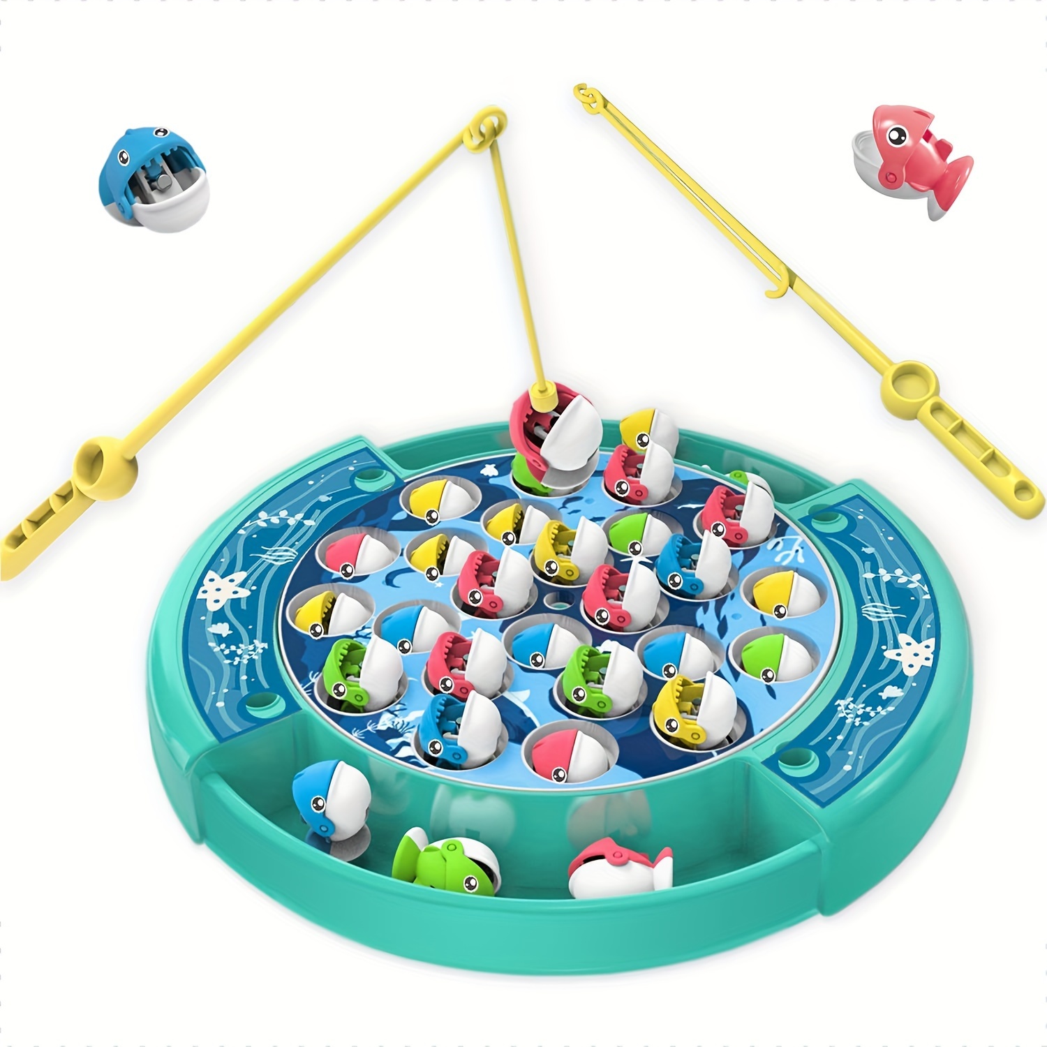 Electronic Fishing Game Toy Set Rotate Musical Magnet Fish - Temu