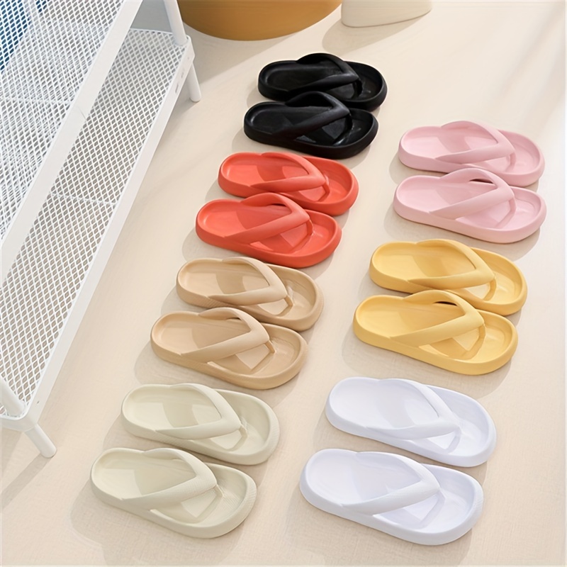 Women's Flip Flop Slippers Solid Color Open Toe Shower - Temu