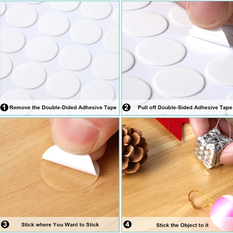 Large Double Sided Sticky Dots 200PCs - Clear Round Mounting Putty