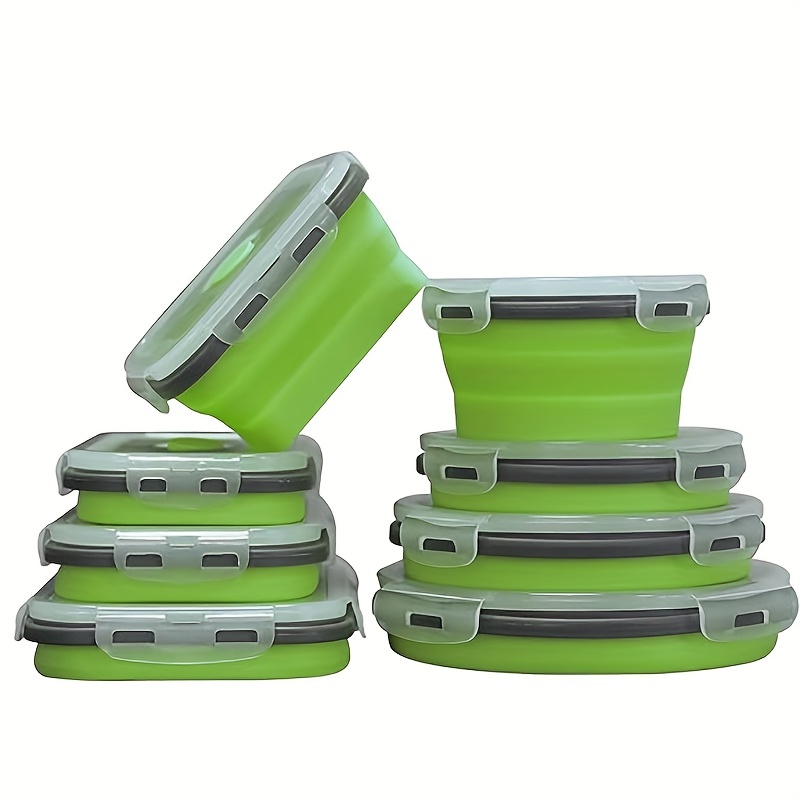 8 Pcs Small Silicone Collapsible Food Storage Containers with Airtight Lids  Stacking Silicone Meal Prep Lunch Containers for Kitchen, Traveling