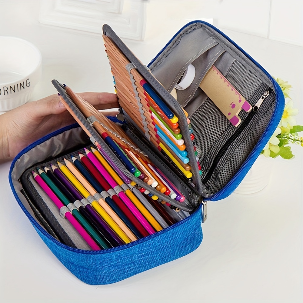 VASCHY Pencil Case, Large Pencil Pouch with Compartments for Middle School,Work,Office Pen Organizer Holder School Supply Gray