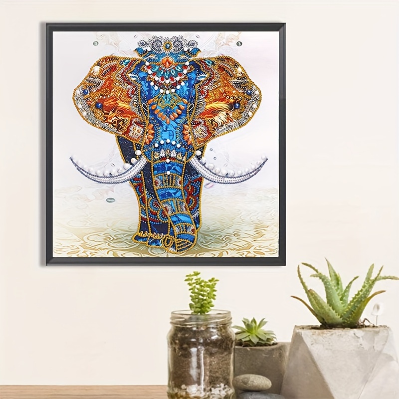 1pc 5D Diamond Painting Kit - Elephant Shaped Diamond - Frameless - 15.7x15.7 Inches - Adult DIY Art Project - Relaxation And Stress Relief - Perfect Gift For Any Occasion
