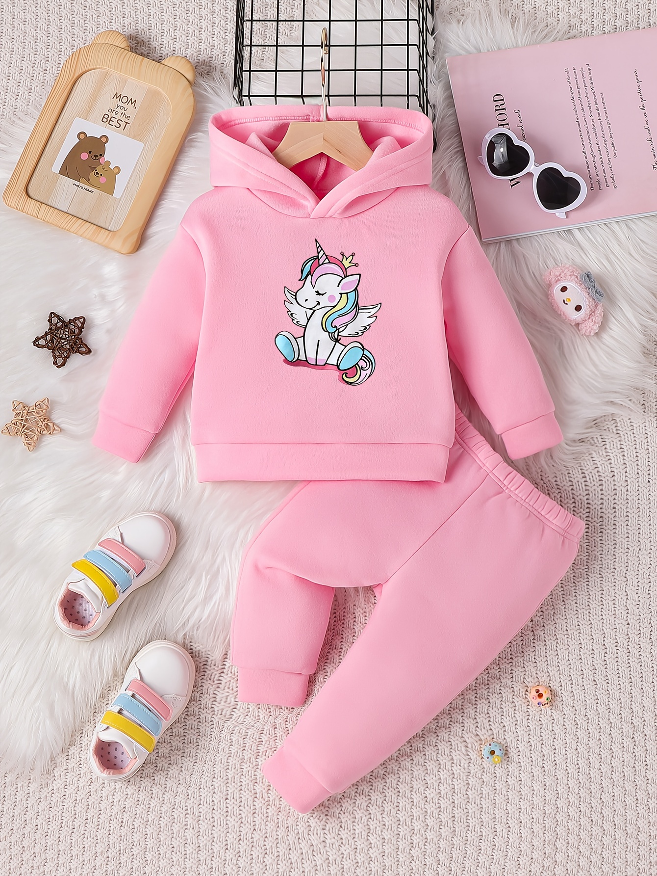 Baby Girls Cute Cartoon Unicorn Print Fashion Long Sleeve - Temu