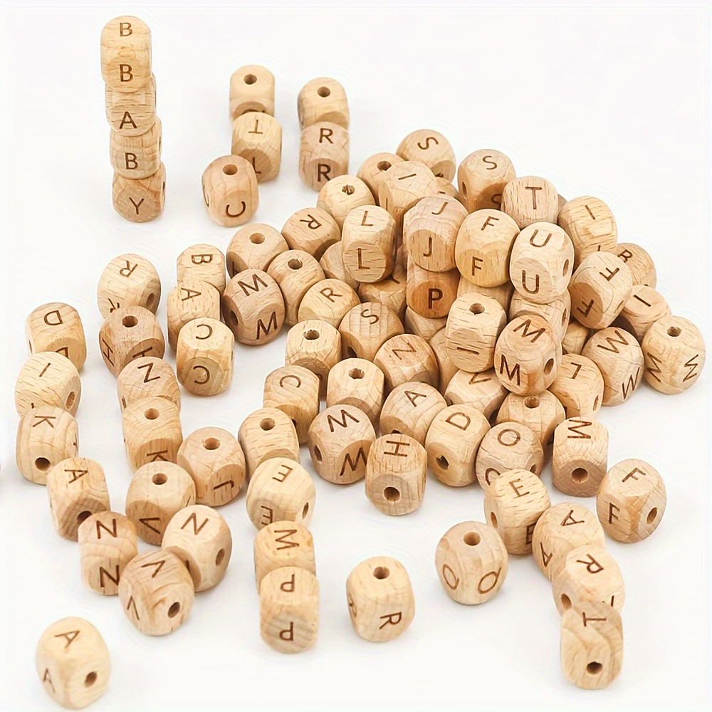 

100pcs 12mm Beech Wood Letter Beads For Jewelry Making Diy Personalized Name Necklace Bracelet Handmade Beaded Craft Supplies