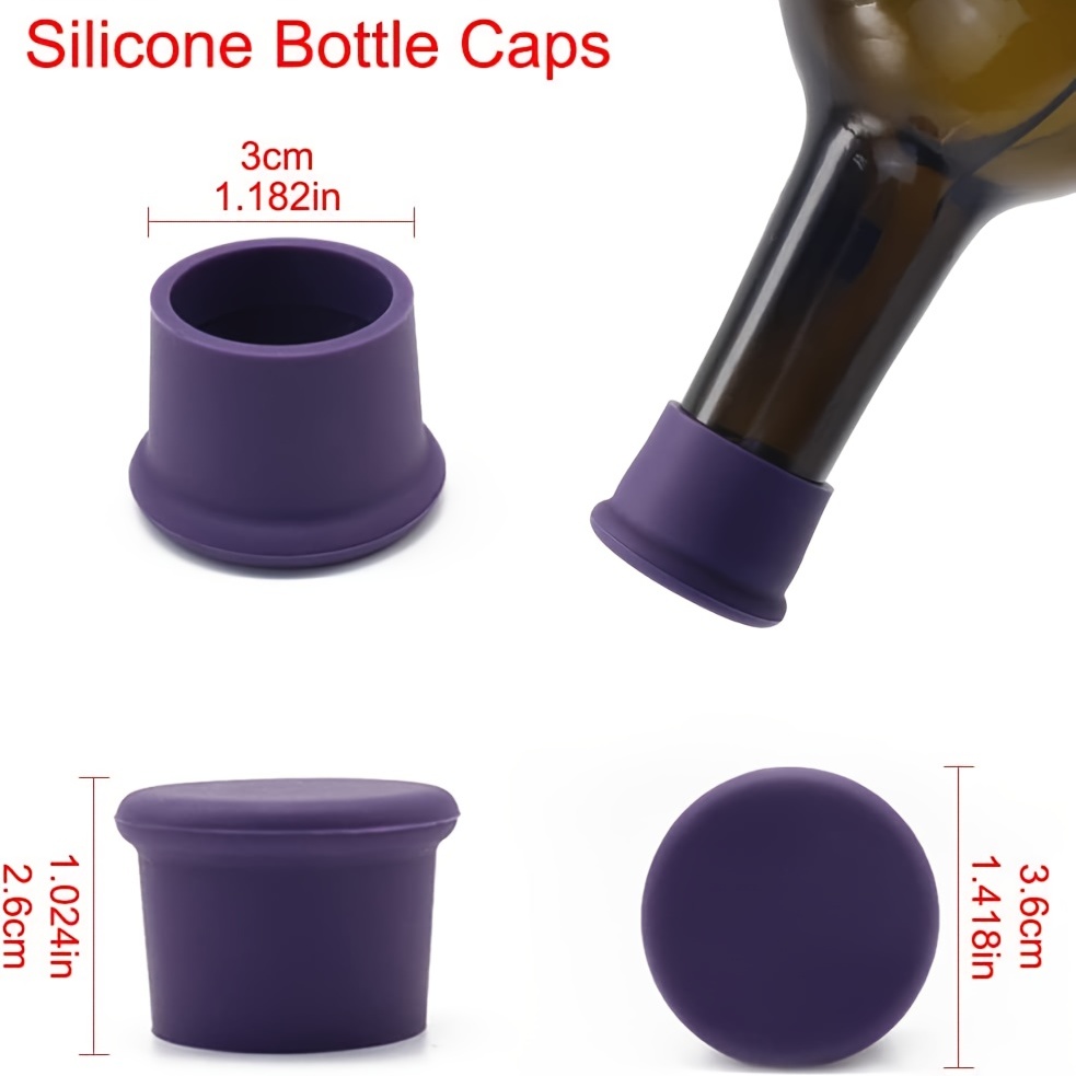 Tapones de vino para botellas de vino, tapas de botellas selladas de  silicona, diámetro de 0.68 pulgadas, repuesto de corcho, juego de 5 figuras  de