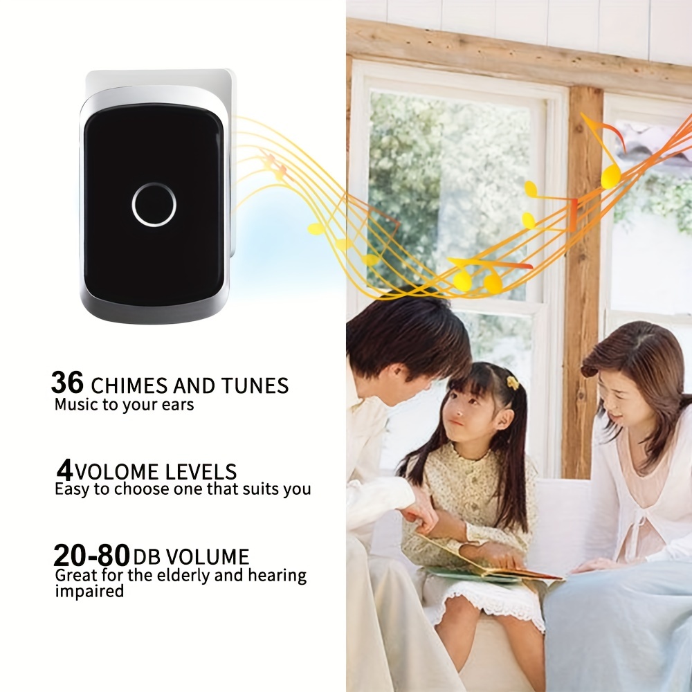 Wireless Home Doorbell, Electronic Remote Control, Remote Dingdong  Anti-theft And Waterproof Elderly Pager, Call Bell, Adjustable Music  Volume, Wireless Doorbell, 4-level Volume, 36 Types Of Ringtones, 1  Button+2 Rings, Easy To Use