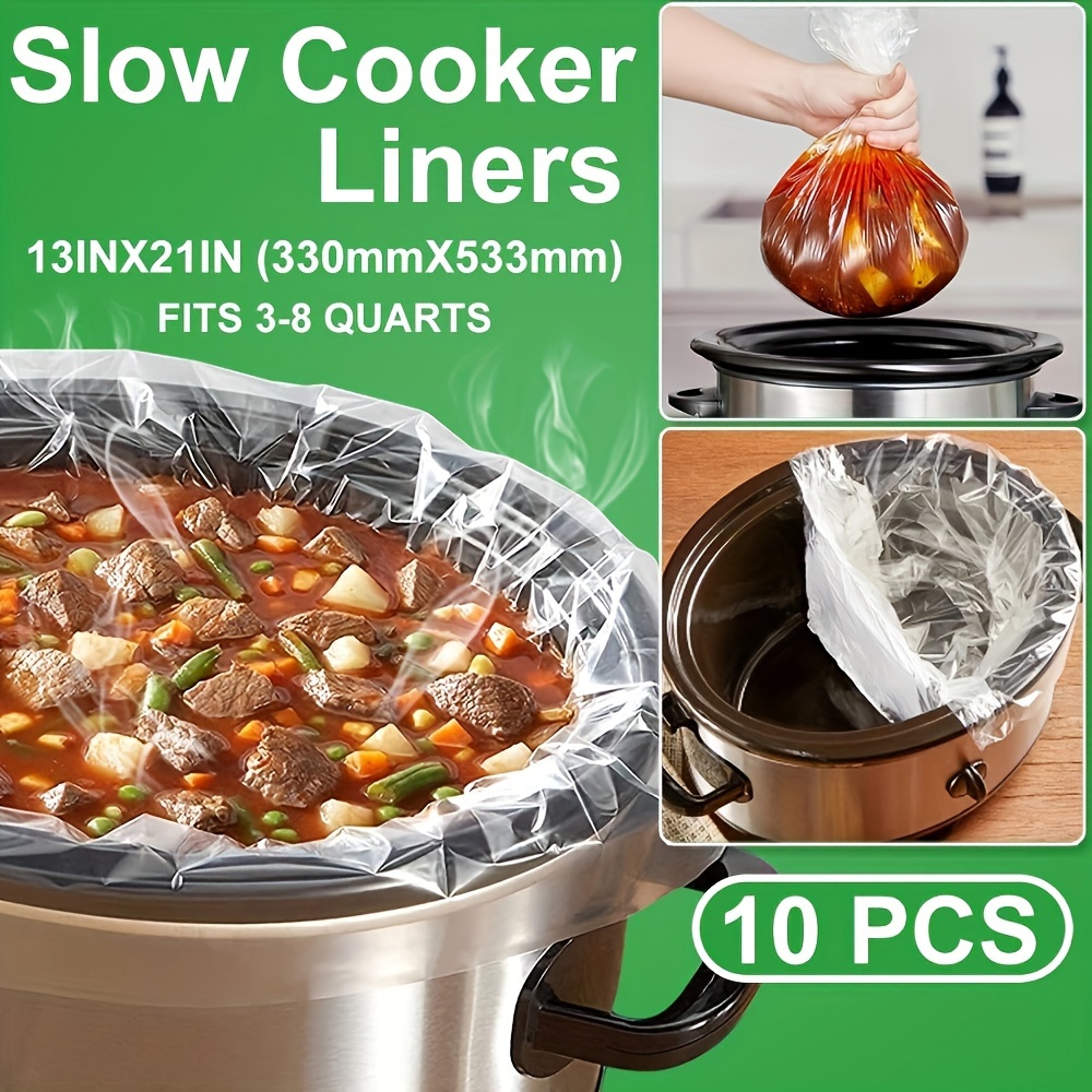 10pcs Slow Cooker Liners, Kitchen Disposable Cooking Bags, BPA Free, For  Oval Or Round Pot, Size 13*21 Inches, Fit 3QT To 8QT