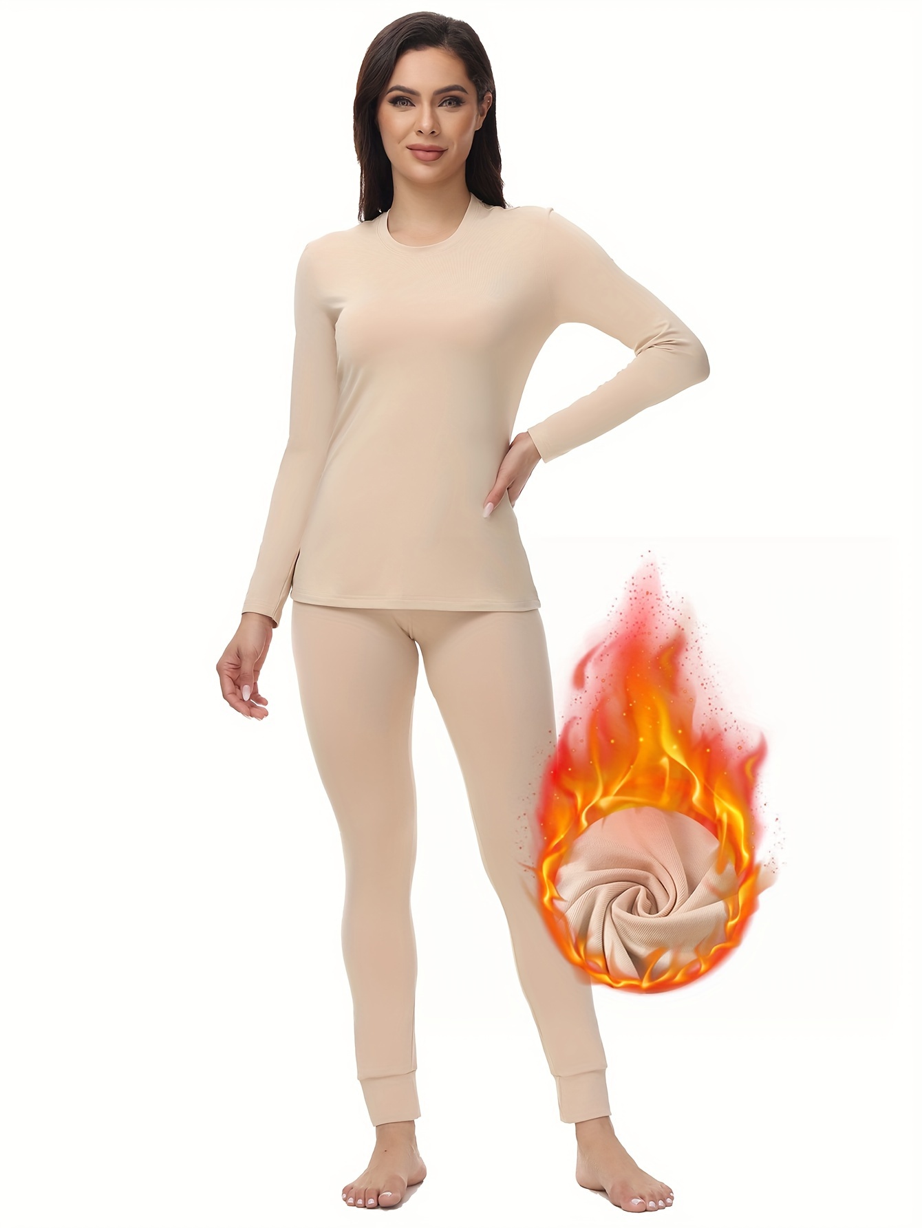 Body de manga larga para mujer con base térmica suave, Blanco, XS