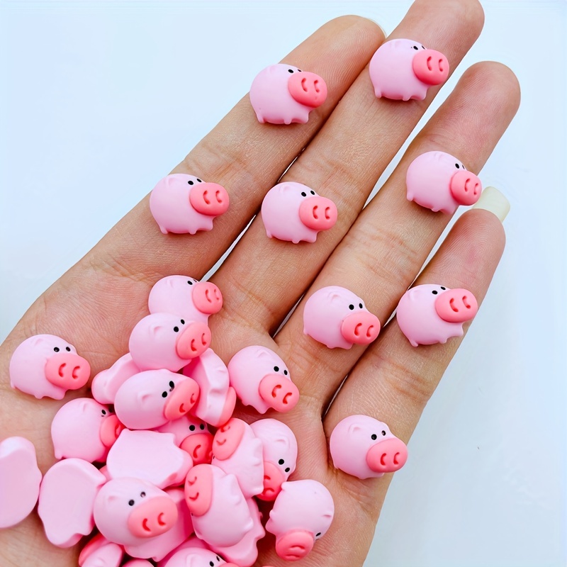 

20pcs Cute Mini Cartoon Pink Pig Flat Back Resin Cabochons Diy Jewelry Accessories Craft Diy Hairpin Phone Case Photo Frame Bag Embellishment Accessories