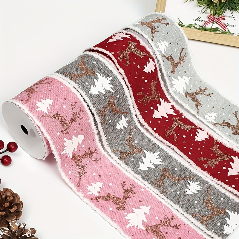 Christmas Snowflake Reindeer Double sided Woven Ribbon Bow - Temu