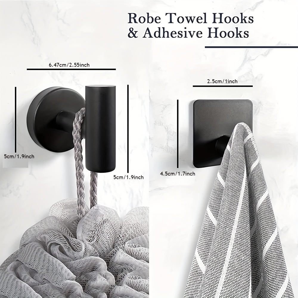 Matte Black Bathroom Accessories Set, Stainless Steel Bathroom Hardware Set,  Bath Towel Bar Set, Towel Racks For Bathroom Wall Mounted - Temu