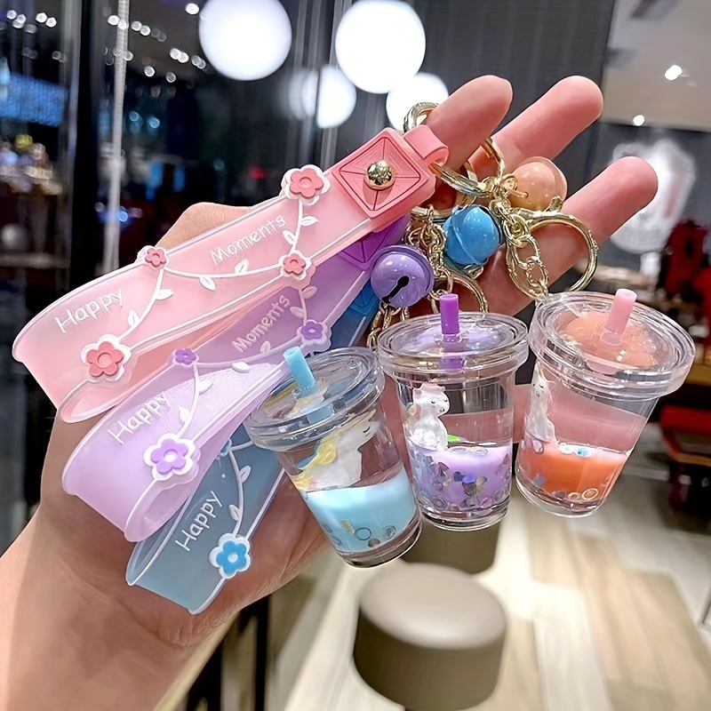 Cute Crystal Unicorn Milk Tea Cup Keychain Female Exquisite - Temu