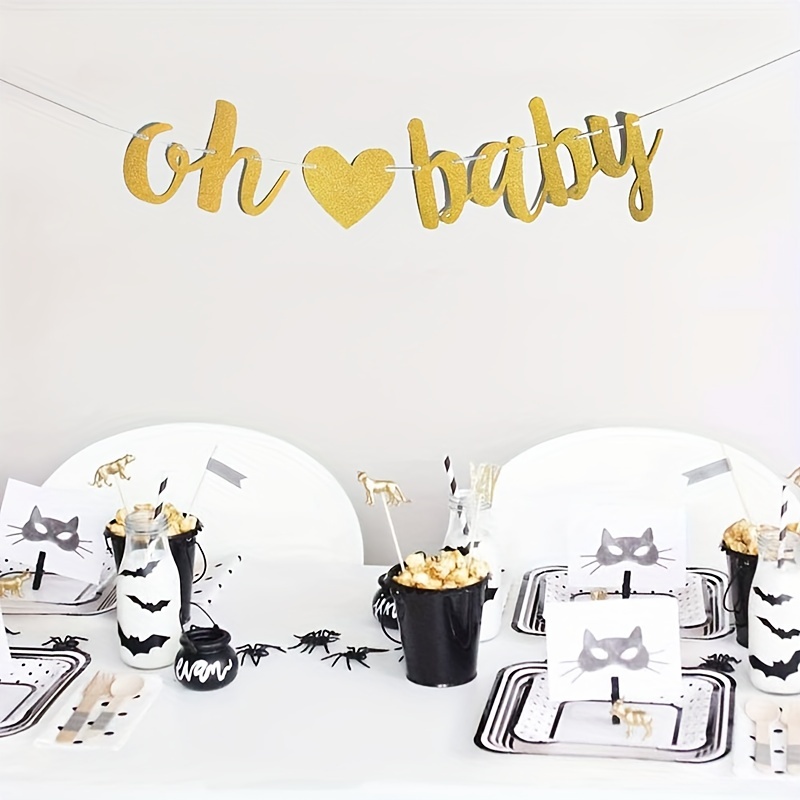 Set Baby Shower Golden Oh Baby Love Pull Flag Bunner Per - Temu