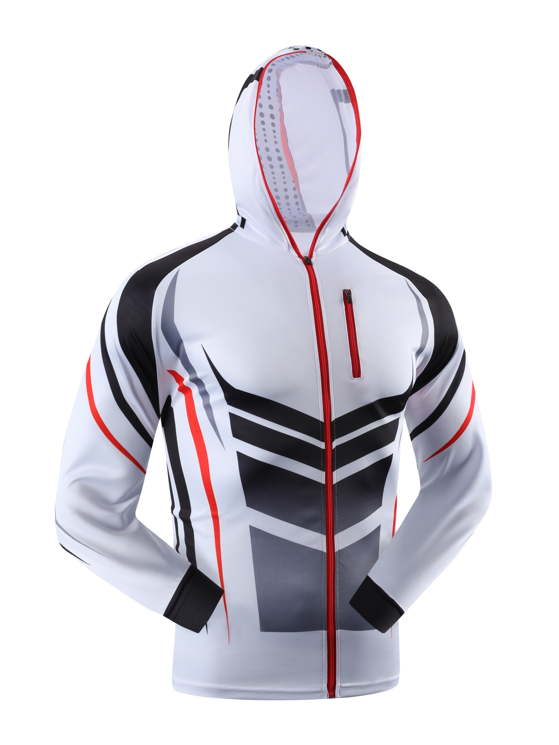 Men's Ice Silk Sunscreen Fishing Hoodie, Breathable Elastic Sport Jacket for Outdoor,Temu