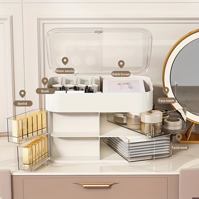 1pc makeup storage box desktop room cosmetics organize box vanity drawer style storage box details 0
