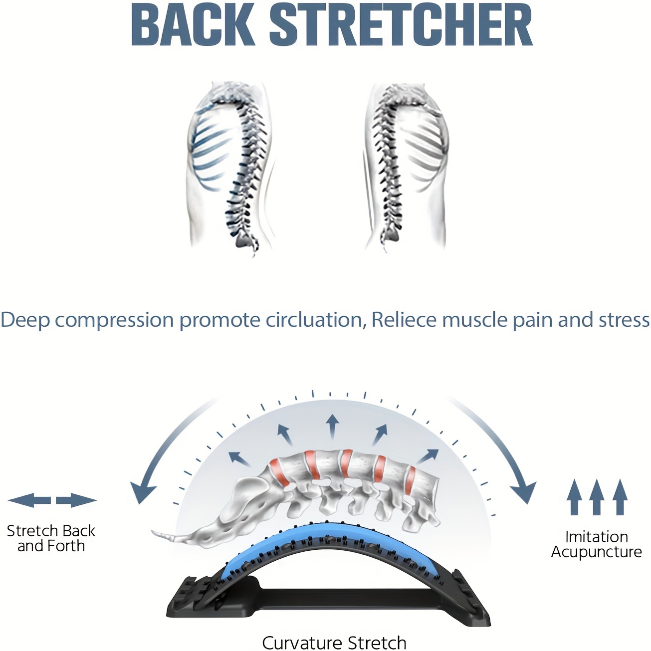 Back Stretcher for Pain Relief - Adjustable Lumbar Relief Back Massage  Stretcher Device, Lower Back Stretcher for Upper and Lower Back Pain Relief,  Herniated Disc, Sciatica 