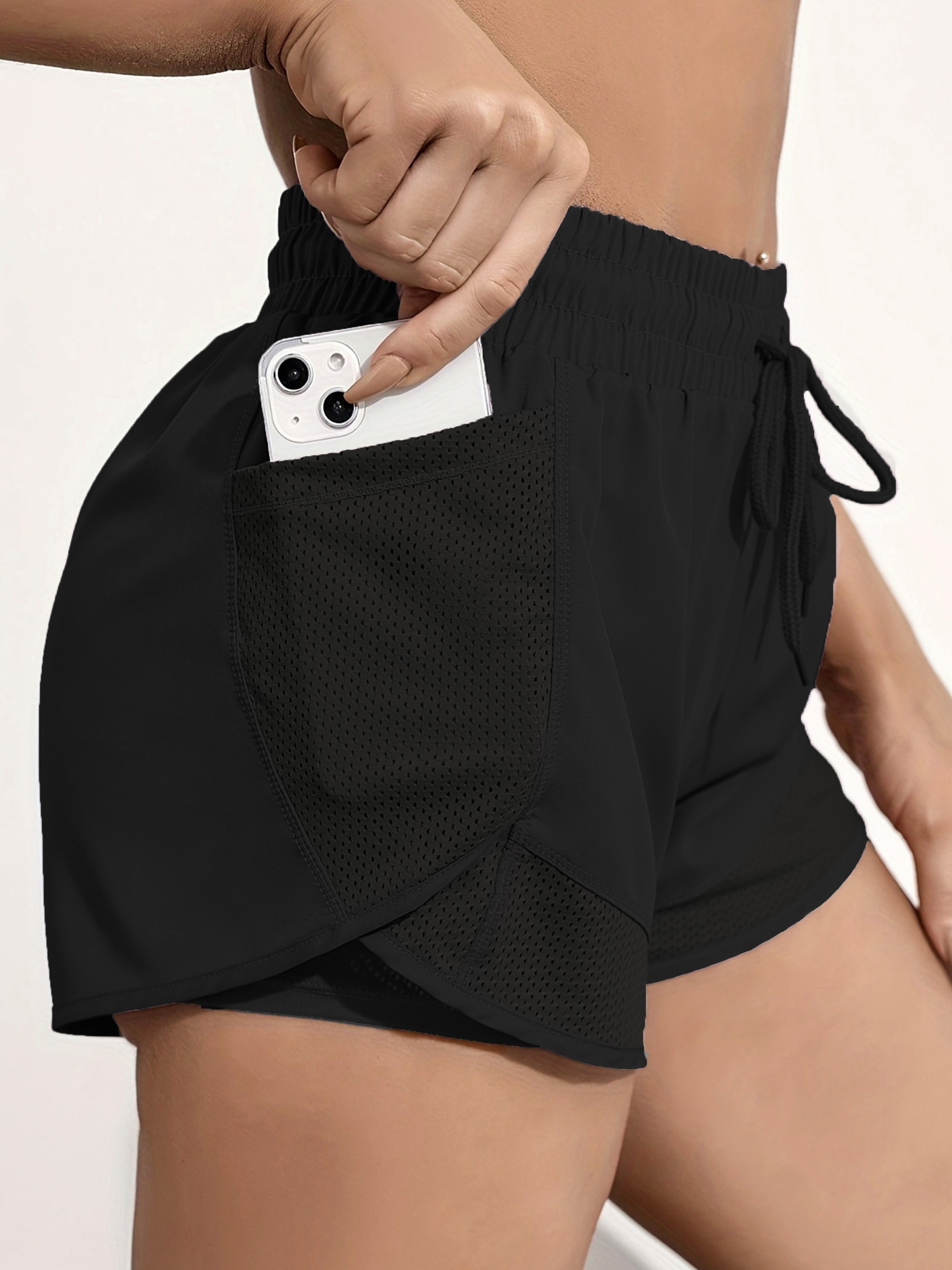 ALO YOGA WOMEN'S Black Shorts XS Mesh Drawstring Unlined Stretch Comfort  £15.05 - PicClick UK