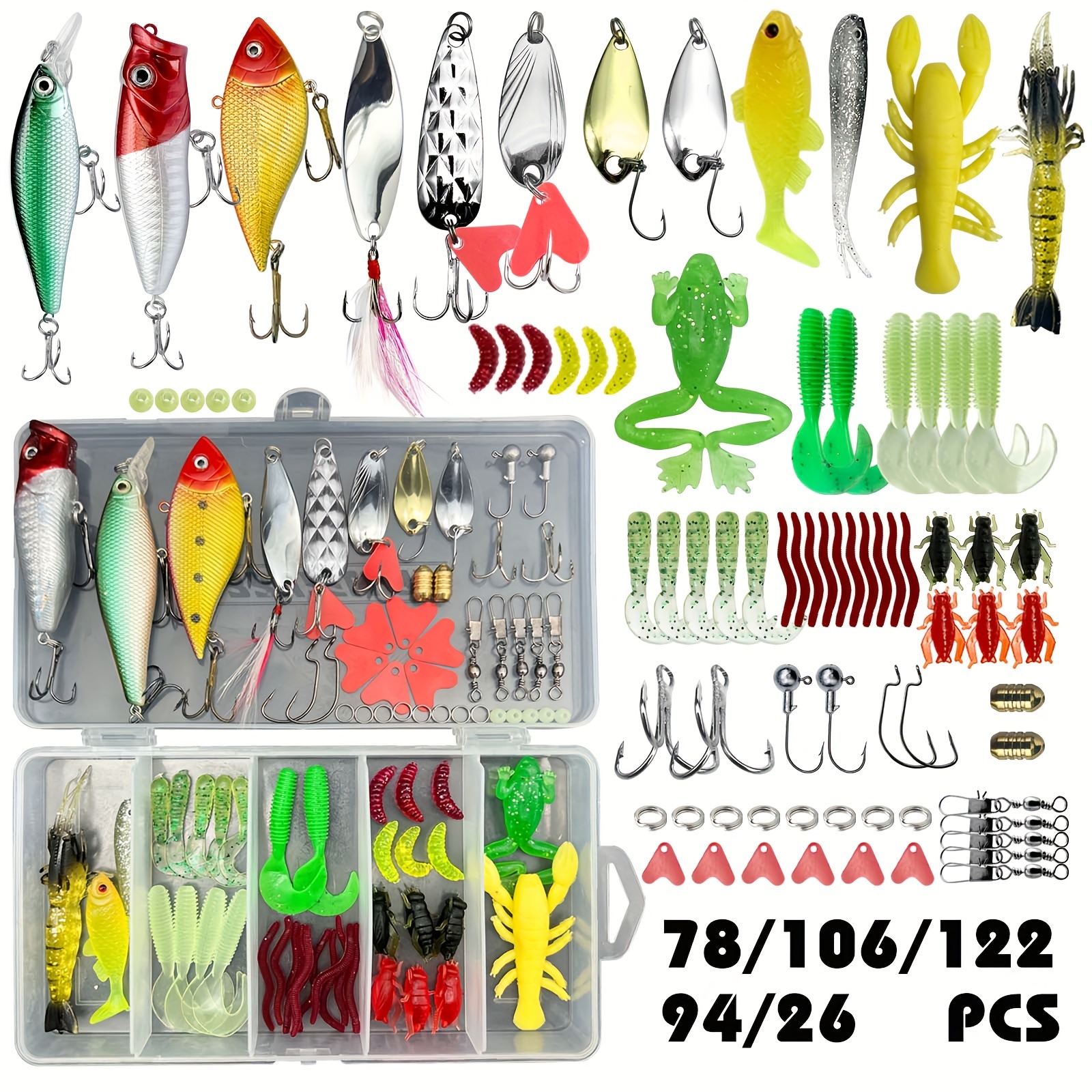 Kit de accesorios para aparejos de pesca, incluido, anzuelos de pesca,  plomos de pescar, hoja giratoria, equipo de pesca para lubina, azul,  Crappie