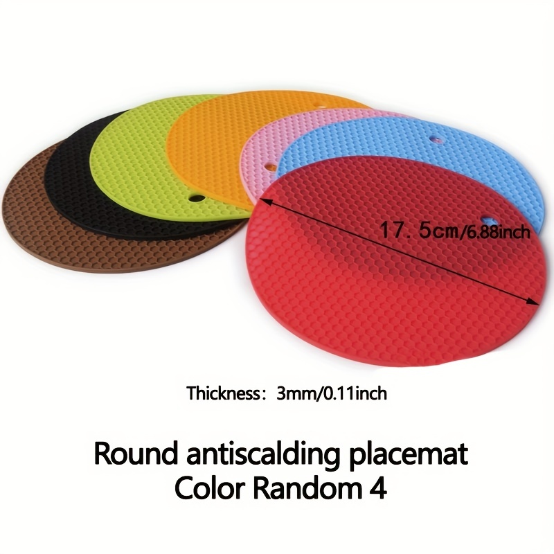 Multicolor Round Heat Resistant Silicone Hot Mat, Size: 17.5cm X