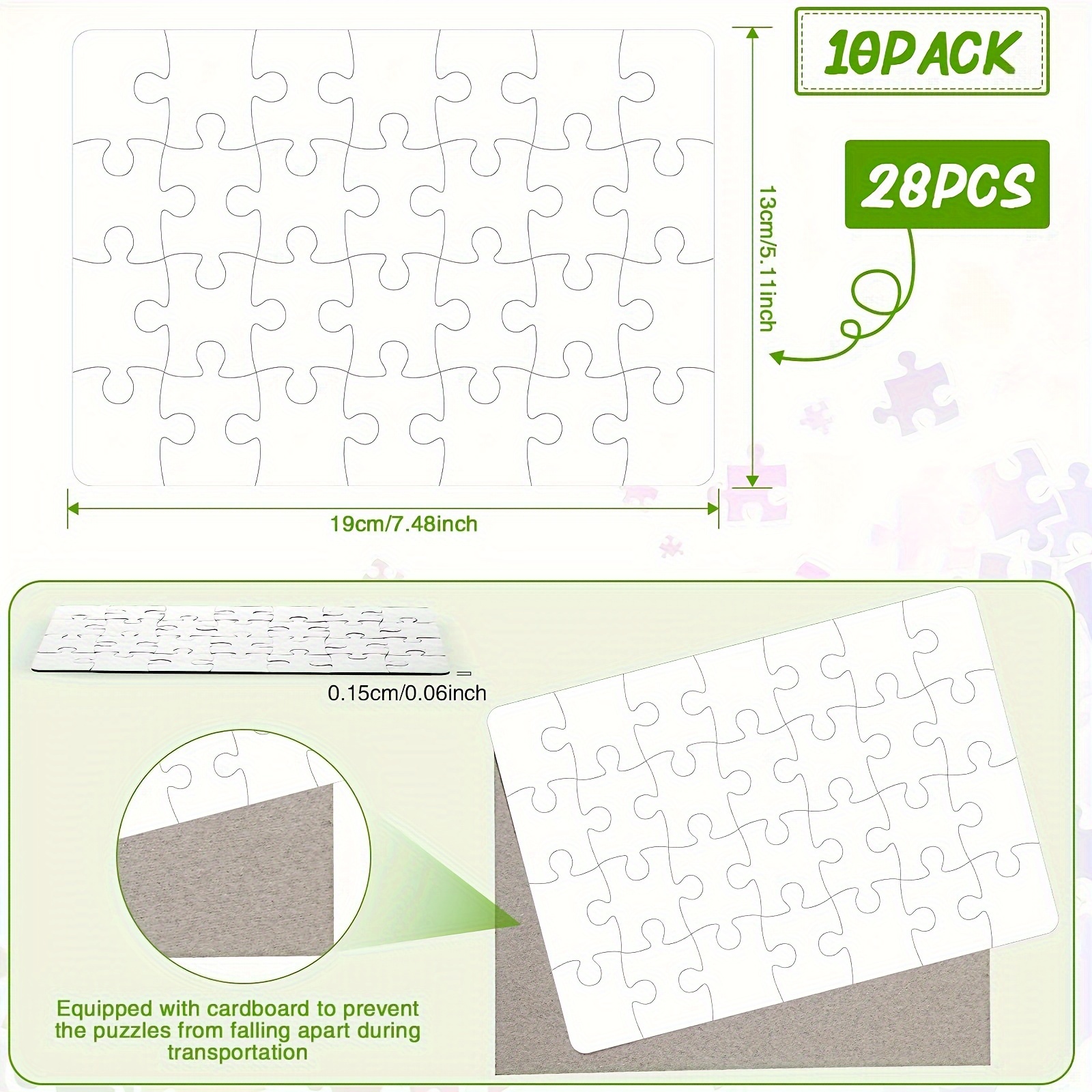 10 Sets Blank Sublimation Jigsaw Puzzle A5 Heart-shaped Blank