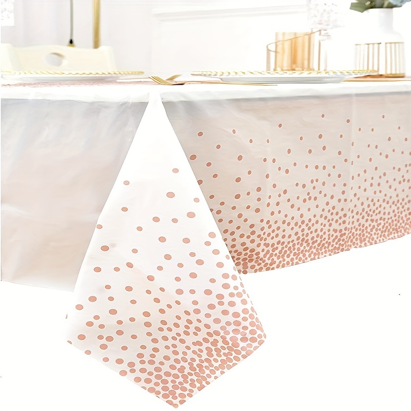 

1pc, High-quality Rose Golden Plastic Tablecloth 108''x54'', Rectangular Tablecloth Perfect Choice For Birthday Parties, Weddings, Anniversaries, And Baby Showers