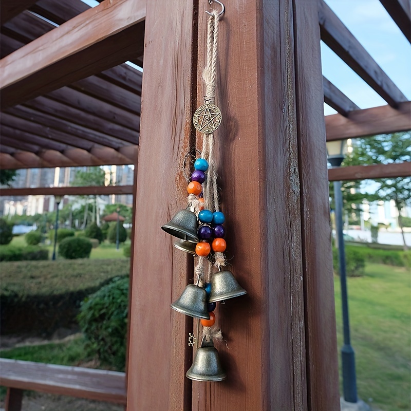 Hanging Metal Bells w/Wood Beads
