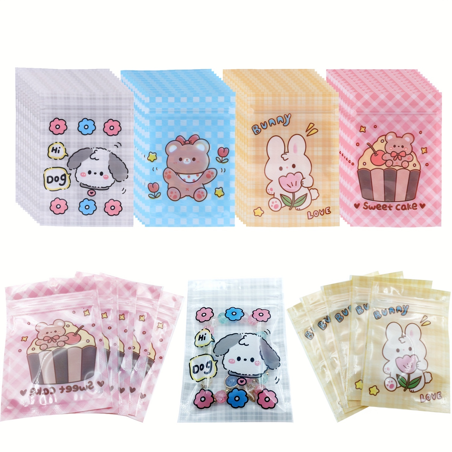 DAISO Merry Christmas Treat Goody Zipper Zip Bag 6 Animal Rabbit Kids Gift  JAPAN