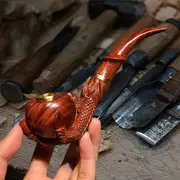 1pc tobacco pipe dragon claw gift box handmade solid wood old fashioned pipe pot mens gift filter high grade carved small leaf red sandalwood details 1