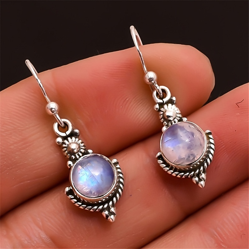 Vintage Moonstone Long Drop Dangle Earrings for Weddings & Parties