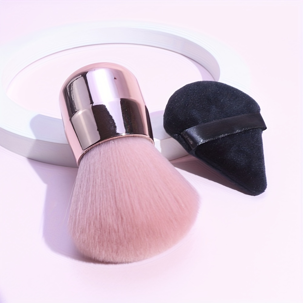 Mushroom Head Blush Makeup Brush + Makeup Sponge Puff, Fluffy Soft Hair  Facial Multi-purpose Makeup Brush Loose Powder Brush Large Blush Brush -  Temu