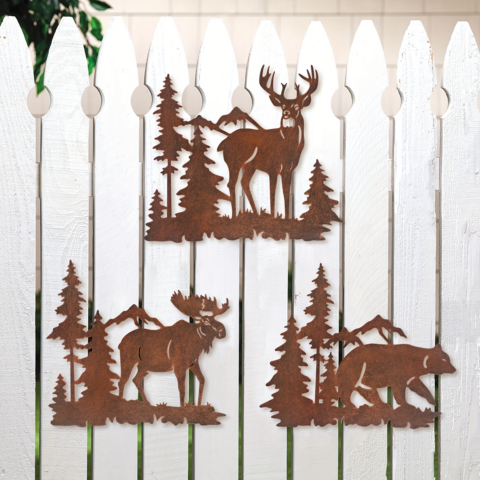 Wild Animal Wall Hanging Decor Deer Bear In The Forest Pine - Temu