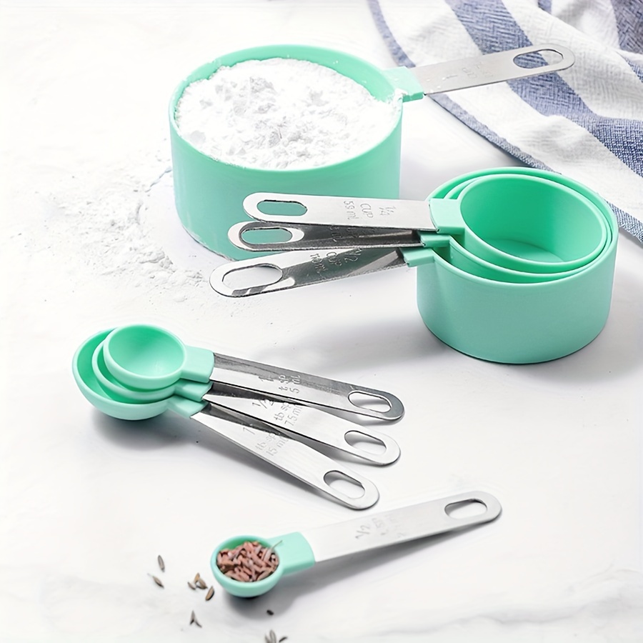 Plastic Measuring Cups And Spoons Set Kitchen Baking - Temu
