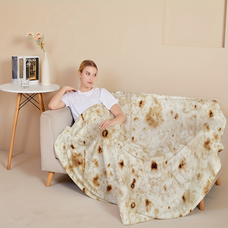 Ham Pizza Print Blanket Funny Food Flannel Round Blanket - Temu