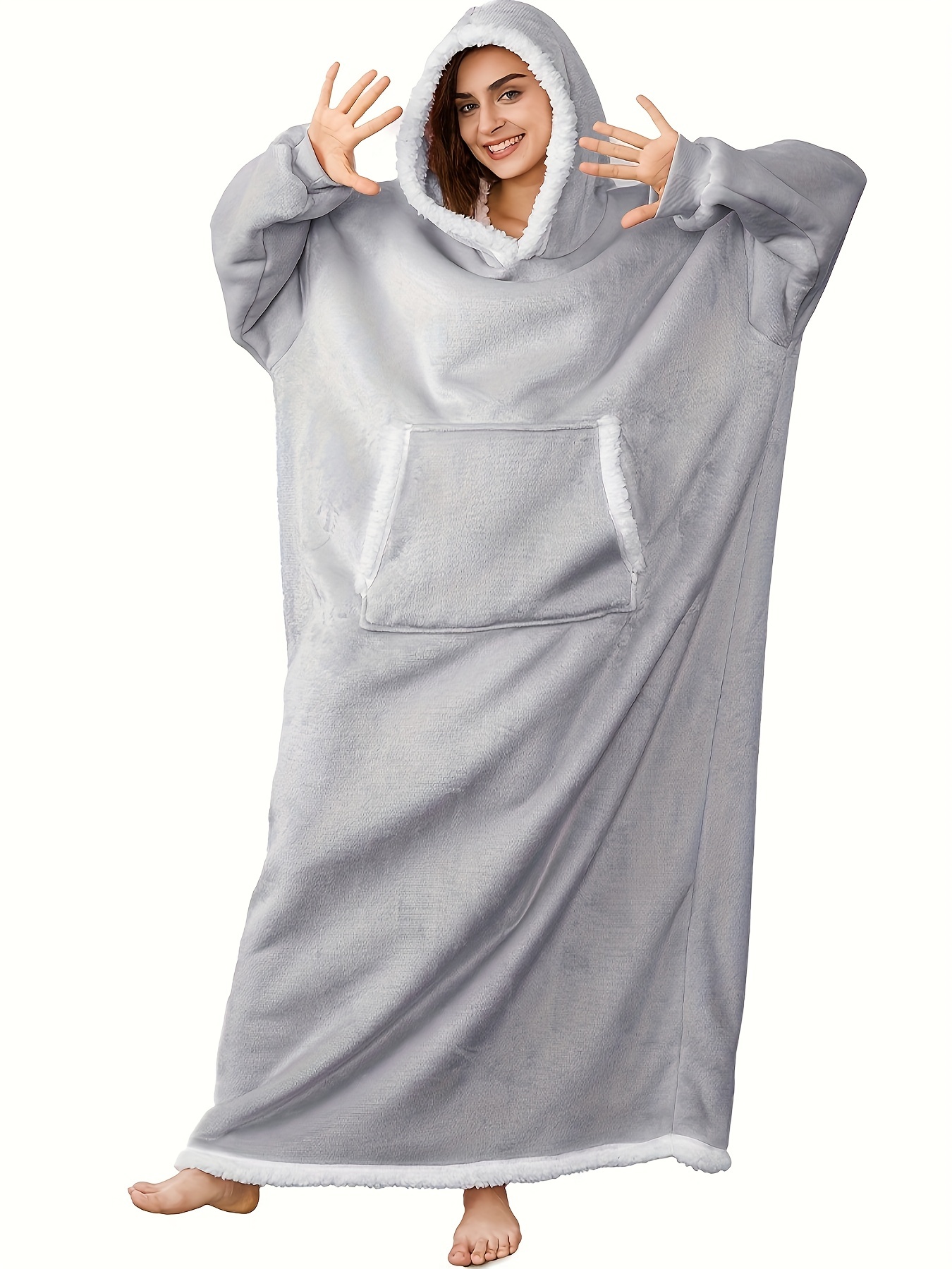 Plus Size Flannel Blanket Hoodie Fluffy Nightgowns Women's - Temu