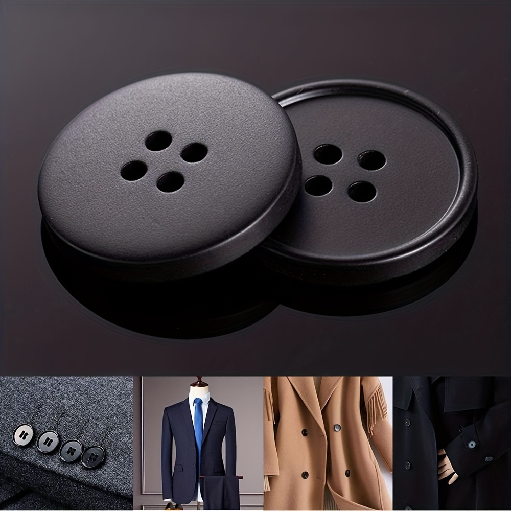 100 botones negros grandes de 5/8 pulgadas para coser botones negros  redondos de resina para manualidades, botones de abrigo de 4 agujeros con  parte